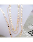 Złoty łańcuch wielowarstwowe cekiny Choker naszyjnik kobiety kryształowe monety naszyjniki z krzyżem wisiorki długi Chocker Coll