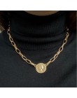 Moda biżuteria złoty kolor wisiorek w kształcie monety Choker naszyjnik dla kobiet dziewczyna prezent biżuteria na imprezę