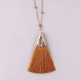 ZWPON gorąca sprzedaży Boho Silk Tassel naszyjnik szykowne złote stop frędzlami 80cm długi łańcuch piłka komunikat naszyjnik dla