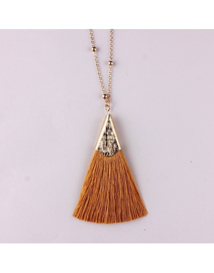 ZWPON gorąca sprzedaży Boho Silk Tassel naszyjnik szykowne złote stop frędzlami 80cm długi łańcuch piłka komunikat naszyjnik dla