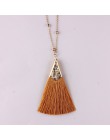 ZWPON gorąca sprzedaży Boho Silk Tassel naszyjnik szykowne złote stop frędzlami 80cm długi łańcuch piłka komunikat naszyjnik dla