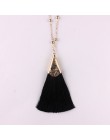 ZWPON gorąca sprzedaży Boho Silk Tassel naszyjnik szykowne złote stop frędzlami 80cm długi łańcuch piłka komunikat naszyjnik dla