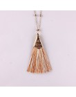ZWPON gorąca sprzedaży Boho Silk Tassel naszyjnik szykowne złote stop frędzlami 80cm długi łańcuch piłka komunikat naszyjnik dla
