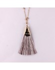 ZWPON gorąca sprzedaży Boho Silk Tassel naszyjnik szykowne złote stop frędzlami 80cm długi łańcuch piłka komunikat naszyjnik dla