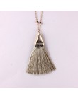 ZWPON gorąca sprzedaży Boho Silk Tassel naszyjnik szykowne złote stop frędzlami 80cm długi łańcuch piłka komunikat naszyjnik dla