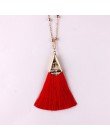 ZWPON gorąca sprzedaży Boho Silk Tassel naszyjnik szykowne złote stop frędzlami 80cm długi łańcuch piłka komunikat naszyjnik dla