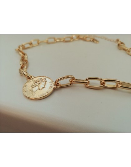 Moda biżuteria złoty kolor wisiorek w kształcie monety Choker naszyjnik dla kobiet dziewczyna prezent biżuteria na imprezę