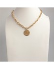 Moda biżuteria złoty kolor wisiorek w kształcie monety Choker naszyjnik dla kobiet dziewczyna prezent biżuteria na imprezę