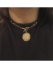 Moda biżuteria złoty kolor wisiorek w kształcie monety Choker naszyjnik dla kobiet dziewczyna prezent biżuteria na imprezę