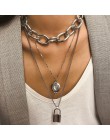 KMVEXO Punk kochanka blokada wisiorek Choker naszyjnik Boho obojczyk złoty gruby łańcuch Opal naszyjniki z kryształem Collier ko