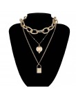 KMVEXO Punk kochanka blokada wisiorek Choker naszyjnik Boho obojczyk złoty gruby łańcuch Opal naszyjniki z kryształem Collier ko