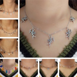 Nowa z łańcuchem naszyjniki ryby kości gwiazdy krzyż Choker naszyjniki dla kobiet zwierząt biżuteria motyl dziewczyna prezenty b