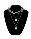 KMVEXO Punk kochanka blokada wisiorek Choker naszyjnik Boho obojczyk złoty gruby łańcuch Opal naszyjniki z kryształem Collier ko