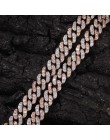 UWIN 9mm Iced Out choker damski srebrny/różowe złoto kubański Link z białą i różową cyrkonią łańcuszek biżuteria