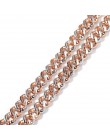 UWIN 9mm Iced Out choker damski srebrny/różowe złoto kubański Link z białą i różową cyrkonią łańcuszek biżuteria