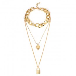 KMVEXO Punk kochanka blokada wisiorek Choker naszyjnik Boho obojczyk złoty gruby łańcuch Opal naszyjniki z kryształem Collier ko