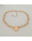 Modny złoty kolor poszycia wisiorek w kształcie monety CHOKER naszyjnik dla kobiet dziewczyna