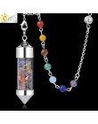 CSJA New Arrival 7 butelka życzeń Chakra wahadło Reiki naturalny Chip kamień naszyjnik dla kobiet mężczyzn wróżby Amulet F976