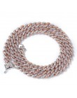 UWIN 9mm Iced Out choker damski srebrny/różowe złoto kubański Link z białą i różową cyrkonią łańcuszek biżuteria