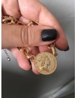 Modny złoty kolor poszycia wisiorek w kształcie monety CHOKER naszyjnik dla kobiet dziewczyna