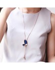 Klasyczny kryształowy motyl długi naszyjnik z frędzlem kobiety Bijoux New Fashion naszyjniki biżuteria i wisiorki prezent