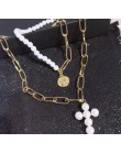 DIEZI luksusowy design imitacje pereł Choker naszyjnik kobieta krzyż wisiorek naszyjniki dla kobiet złoty kolor moda biżuteria m