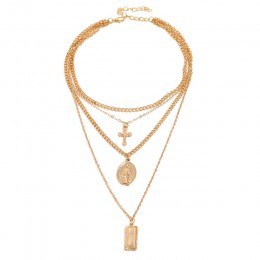 RscvonM krzyż Virgin Chain krzyż ze stopu metalowy pręt 4 warstwy wisiorek naszyjniki czeski biżuteria bogini katolicki Choker n
