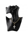 DIEZI luksusowy design imitacje pereł Choker naszyjnik kobieta krzyż wisiorek naszyjniki dla kobiet złoty kolor moda biżuteria m