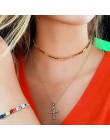 FLOLA tenis Rainbow Choker CZ cyrkon Rainbow Choker naszyjnik dla kobiet wisiorki biżuteria arcoiris collares largos nkep26
