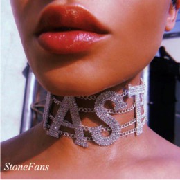 StoneFans paskudny błyszczący Rhinestone Choker naszyjnik list dla kobiet fantazyjny duży Choker naszyjnik kryształowy kołnierz 