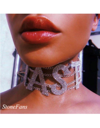 StoneFans paskudny błyszczący Rhinestone Choker naszyjnik list dla kobiet fantazyjny duży Choker naszyjnik kryształowy kołnierz 