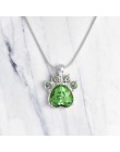 QIHE biżuteria symulowane birthstone naszyjnik Rhinestone łapa stóp print charm naszyjnik spersonalizowane birthstone biżuteria 