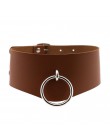 KMVEXO o-okrągły wisiorek Choker obroża pasek skórzany Goth Choker naszyjnik dla kobiet do klubu na imprezę Chocker Sexy Gothic 