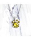 QIHE biżuteria symulowane birthstone naszyjnik Rhinestone łapa stóp print charm naszyjnik spersonalizowane birthstone biżuteria 