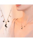 Gwiazda księżyc wisiorek z cyrkonią naszyjnik tytanowa stal nierdzewna materiał inkrustowane cyrkon Chain naszyjniki moda Trendy
