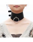 KMVEXO o-okrągły wisiorek Choker obroża pasek skórzany Goth Choker naszyjnik dla kobiet do klubu na imprezę Chocker Sexy Gothic 