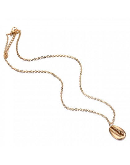 SRCOI Vintage Fashion złoty kolor srebrny muszla naszyjnik z muszelek Boho prosta muszla Ocean Beach czeska biżuteria Bijoux Col