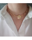Modny złoty kolor poszycia wisiorek w kształcie monety CHOKER naszyjnik dla kobiet dziewczyna