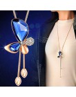 Klasyczny kryształowy motyl długi naszyjnik z frędzlem kobiety Bijoux New Fashion naszyjniki biżuteria i wisiorki prezent