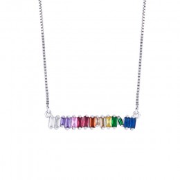 FLOLA tenis Rainbow Choker CZ cyrkon Rainbow Choker naszyjnik dla kobiet wisiorki biżuteria arcoiris collares largos nkep26