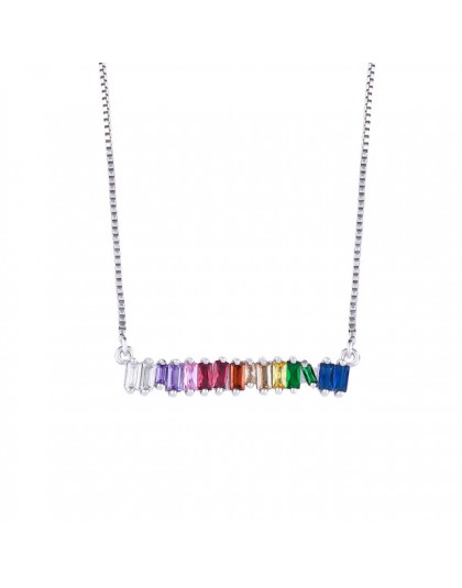 FLOLA tenis Rainbow Choker CZ cyrkon Rainbow Choker naszyjnik dla kobiet wisiorki biżuteria arcoiris collares largos nkep26