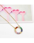 FLOLA tenis Rainbow Choker CZ cyrkon Rainbow Choker naszyjnik dla kobiet wisiorki biżuteria arcoiris collares largos nkep26