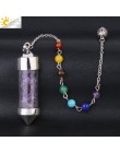CSJA New Arrival 7 butelka życzeń Chakra wahadło Reiki naturalny Chip kamień naszyjnik dla kobiet mężczyzn wróżby Amulet F976