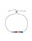 FLOLA tenis Rainbow Choker CZ cyrkon Rainbow Choker naszyjnik dla kobiet wisiorki biżuteria arcoiris collares largos nkep26