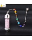 CSJA New Arrival 7 butelka życzeń Chakra wahadło Reiki naturalny Chip kamień naszyjnik dla kobiet mężczyzn wróżby Amulet F976