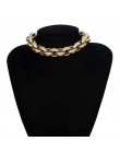 Przesadzone Vintage starożytny Choker naszyjnik wisiorek kobiety komunikat blokady Link gruby łańcuch naszyjnik Steampunk mężczy