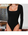 Body z długim rękawem damskie Body streetwear dropshipping Forefair Sexy Bodycon kwadratowy dekolt płaszcza krocza podstawowy cz