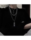 HUANZHI Vintage krzyż krótki linijka wisiorek srebrny kolor Metal wielowarstwowy Punk długi łańcuch naszyjniki dla kobiet Party 