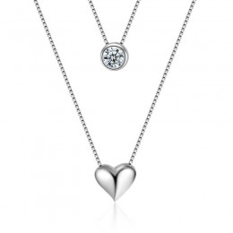 XIYANIKE 925 Sterling Silver naszyjnik dwuwarstwowy łańcuch cyrkon wisiorki serca naszyjniki dla kobiet prezent kolye Choker 201