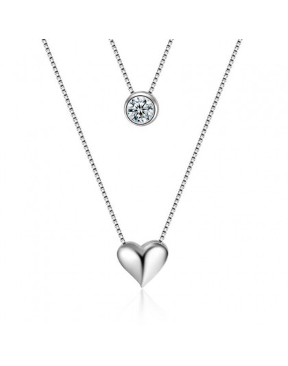 XIYANIKE 925 Sterling Silver naszyjnik dwuwarstwowy łańcuch cyrkon wisiorki serca naszyjniki dla kobiet prezent kolye Choker 201